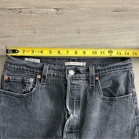 Levi’s Premium Denim Ribcage Ankle Straight Washed Black 29 - Picture 7 of 10